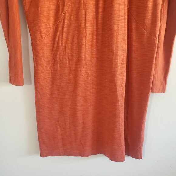 Lilla P Women's Shift Dress Rusty Orange XS Long Sleeve Modal Autumn Casual - Picture 3 of 9
